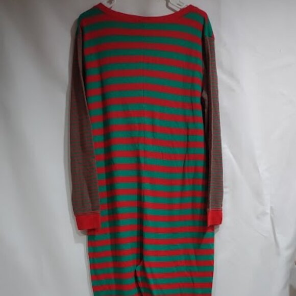 CRAZY EIGHT ELF PAJAMAS  RED AND GREEN ONE PIECE, SNAP FRONT ADULT SIZE XXL - Picture 6 of 11